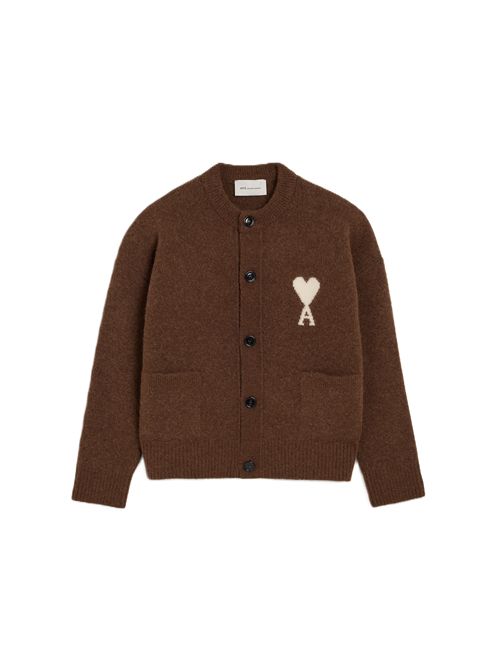 ALPACA AMI DE COEUR CARDIGAN Ami Paris | UKC366.KN0135A362CHOCOLATE/OFFWHITE